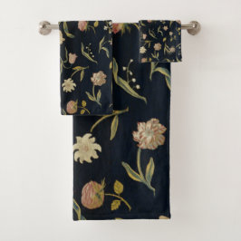 Vintages rustikales Botanisches Muster Badhandtuch Set