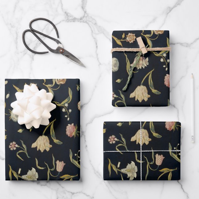 Vintages rustikales Botanisches Muster Geschenkpapier Set (Vorderseite)