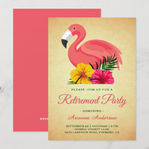 Vintages Rustikales Flamingo Retirement Party Einladung