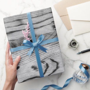 Vintages rustikales graues, schwarzes Brennholz Geschenkpapier
