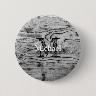 Vintages rustikales, graues, schwarzes Brennholz M Button
