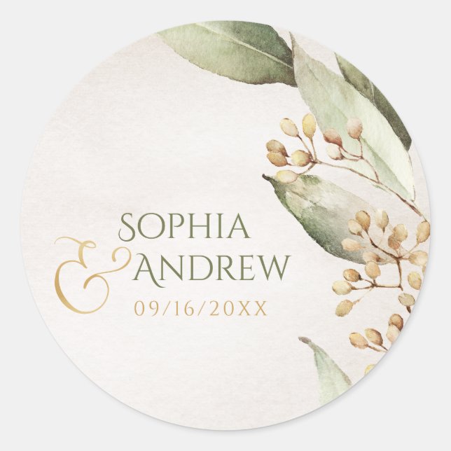 Vintages rustikales Hochzeitsmonogramm des Runder Aufkleber (Vorderseite)