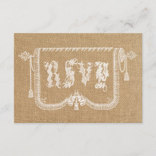 Vintages rustikales Leinwand-Hochzeit UAWG RSVP Karte