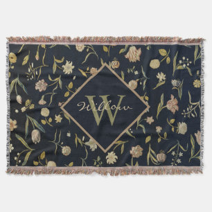 Vintages Rustikales Monogram Floral Rug Muster Decke