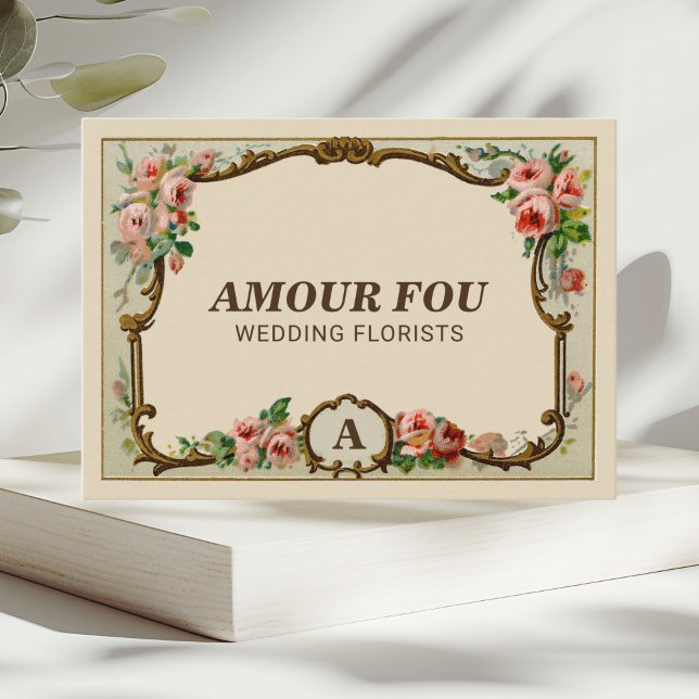 Vintages Rustikales Monogramm Florist Visitenkarte (Von Creator hochgeladen)