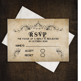 Vintages Rustikales Schwarzes Blüh RSVP Karte