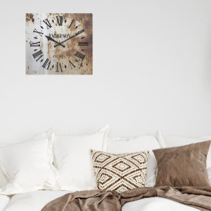 Vintages rustikales Shabby Chic erschüttert Antike Quadratische Wanduhr