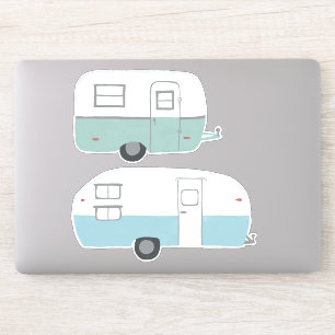 Vintages RV-Anhänger-Camper-Set zeichnende Kunst  Aufkleber