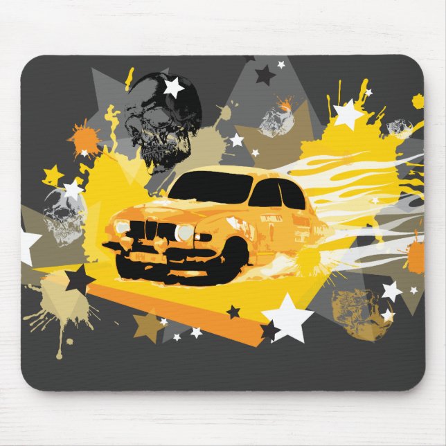 Vintages saab Kundgebung mousepad - gelb-orange (Vorne)