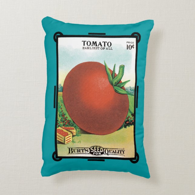 Vintages Saatgutpackungs-Label Art, Burt's Seed To Dekokissen (Rückseite(Vertikal))