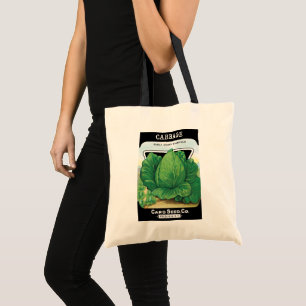 Vintages Saatgutpackungs-Label Art, grüner Kohl Tragetasche