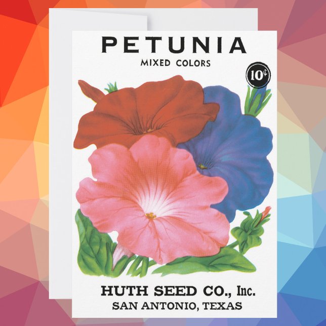 Vintages Saatgutpackungs-Label Art, Petunia-Blume (Von Creator hochgeladen)