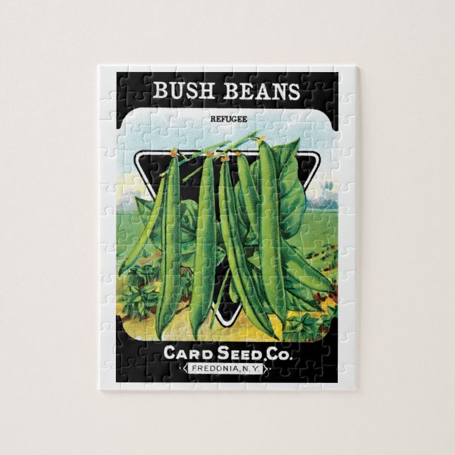 Vintages Saatgutverpackungs-Label Art, Bush Bean V (Vertikal)