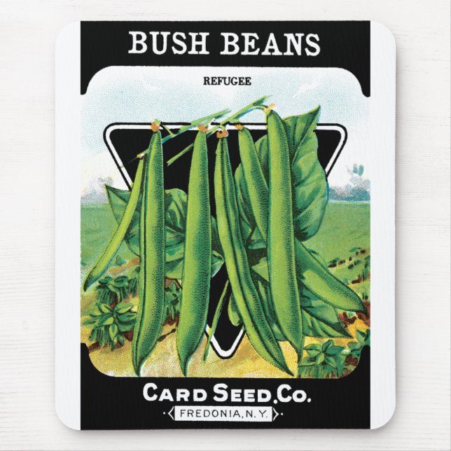 Vintages Saatgutverpackungs-Label Art, Bush Bean V Mousepad (Vorne)