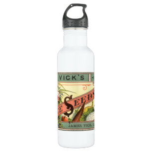 Vintages Saatgutverpackungs-Label Kunst, Auswahl a Edelstahlflasche
