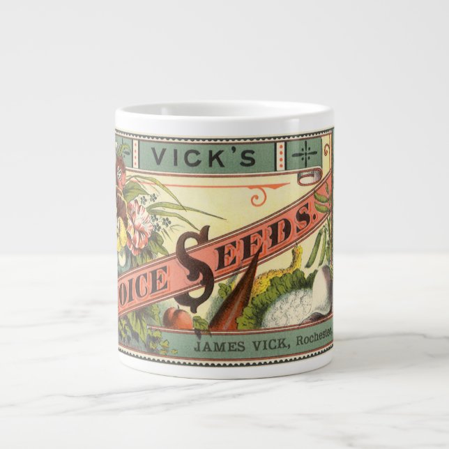 Vintages Saatgutverpackungs-Label Kunst, Auswahl a Jumbo-Tasse (Vorderseite)