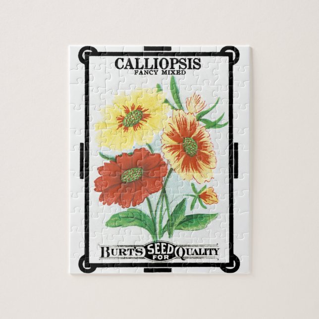 Vintages Saatgutverpackungslabel Art, Calliopsis B (Vertikal)