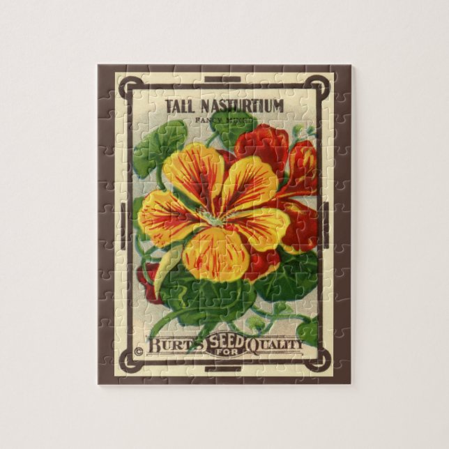 Vintages Saatgutverpackungslabel Art, Nasturtium-B (Vertikal)