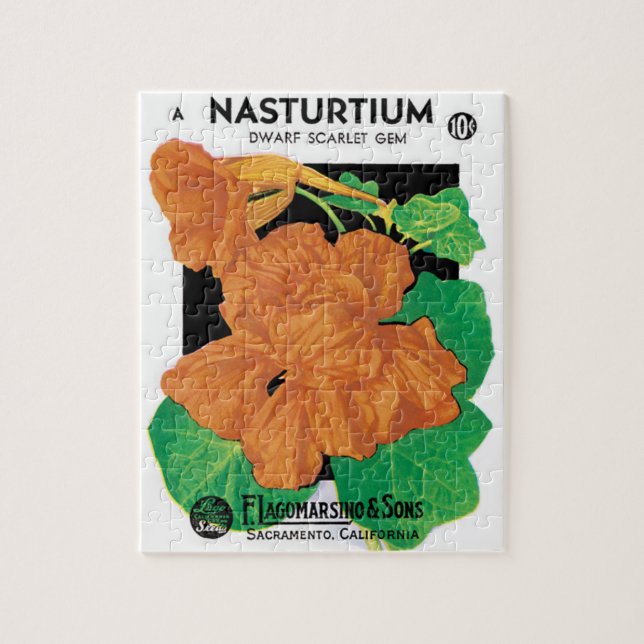 Vintages Saatgutverpackungslabel Art, Nasturtium-B (Vertikal)