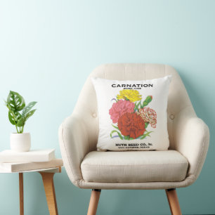 Vintages Saatpacketikett Art, Nelken Blume Kissen