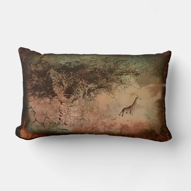 Vintages Safarithrow-Kissen Lendenkissen (Vorderseite)