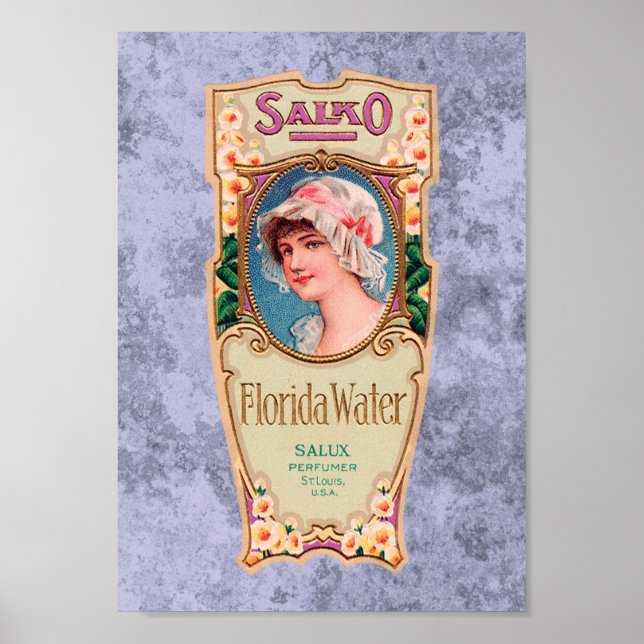 Vintages Salko Florida Water Parfüm Label Poster (Vorne)