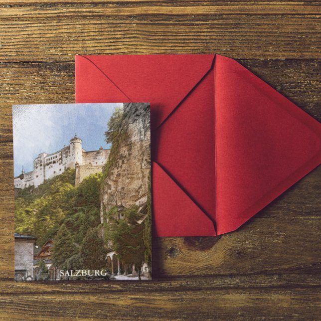 Vintages Salzburg Österreich Ausblick Postkarte (salzburg austria city view postcard)