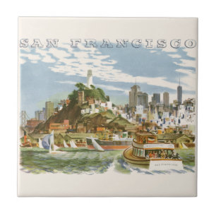 Vintages San Francisco Bay Travel Poster Ferryboat Fliese
