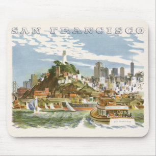 Vintages San Francisco Bay Travel Poster Ferryboat Mousepad