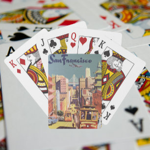 Vintages San Francisco Cable Cars Travel Poster Ar Spielkarten