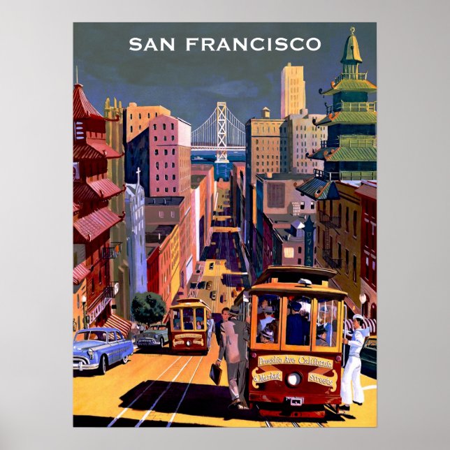 Vintages San Francisco Kabelfernsehen Retro-Reisen Poster (Vorne)