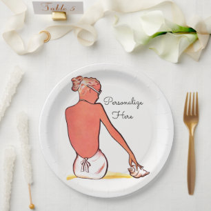 Vintages Sandstrand Retro Seashell Girl Pappteller