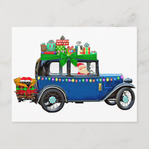 Vintages Santa Car und Geschenke Postkarte
