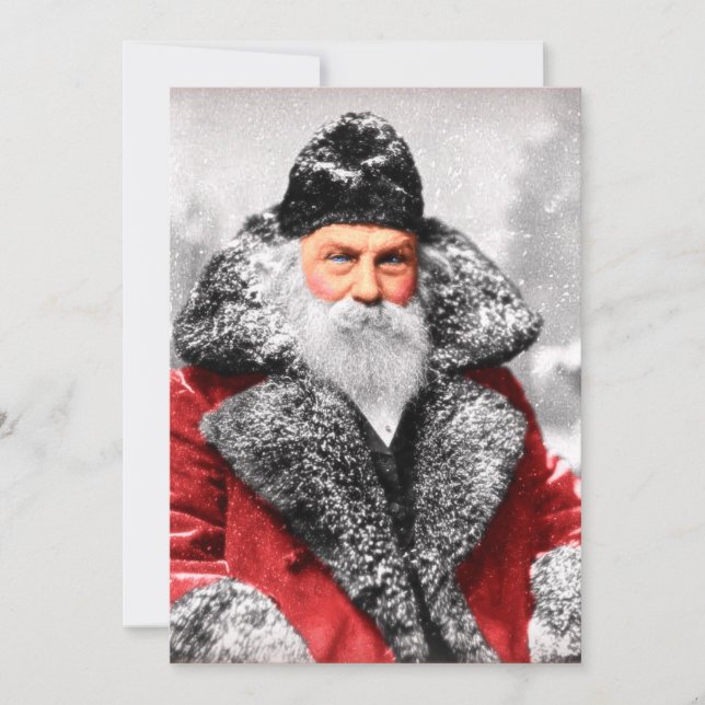 Vintages Santa Claus Foto Feiertagskarte (Vorderseite)