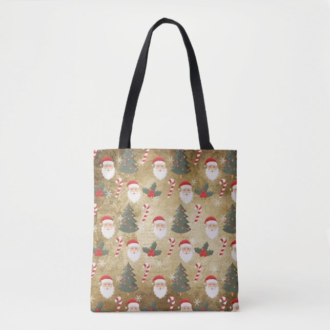 Vintages Santa Claus Muster Tasche (Vorderseite)