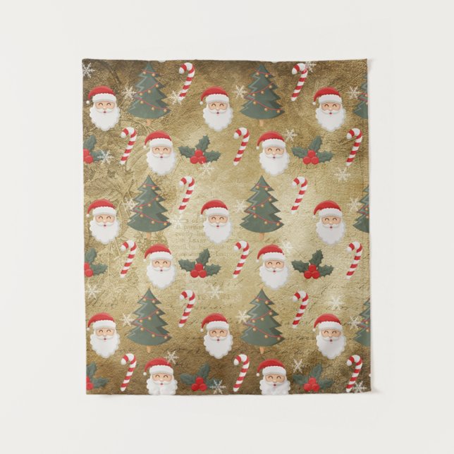 Vintages Santa Claus Muster Wandteppich (Vorderseite)