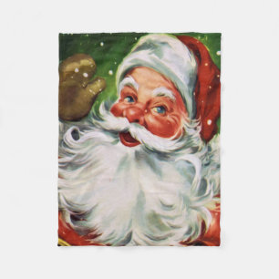 Vintages Santa Face 1 Fleecedecke