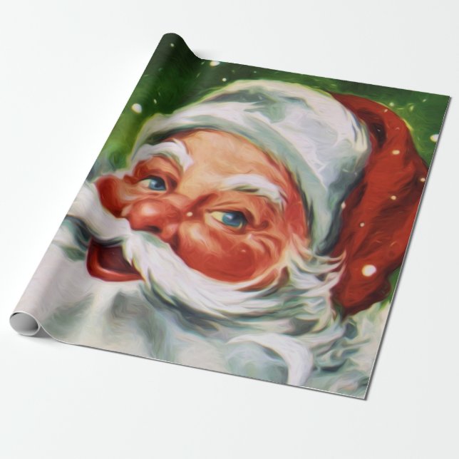Vintages Santa Face 1 Geschenkpapier (Ungerollt)