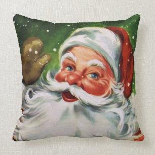 Vintages Santa Face 1 Kissen