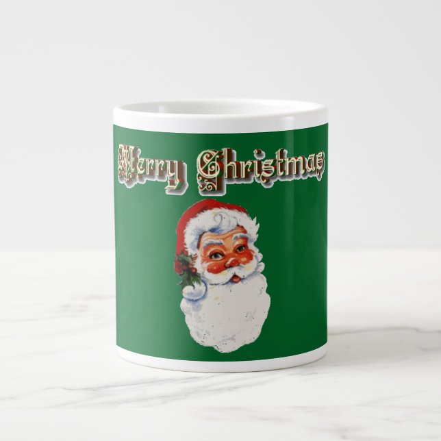 Vintages Santa Face Jumbo-Tasse (Vorderseite)