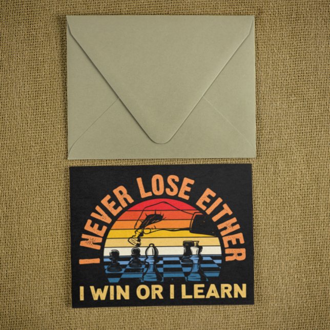 Vintages Schach verliert nie Zitat Postkarte (vintage chess sunset quote postcard)