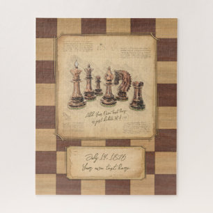 Vintages Schachbrett und Schachfiguren, Spielerges