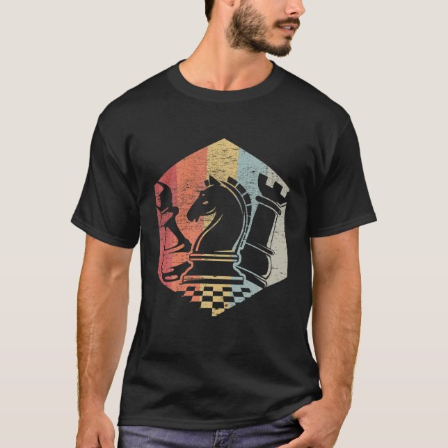 Vintages Schachgeschenk Retro Schachspieler T-Shirt (Vorderseite)