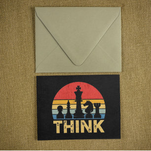 Vintages Schachspiel - "Denken" Inspirierend Postkarte