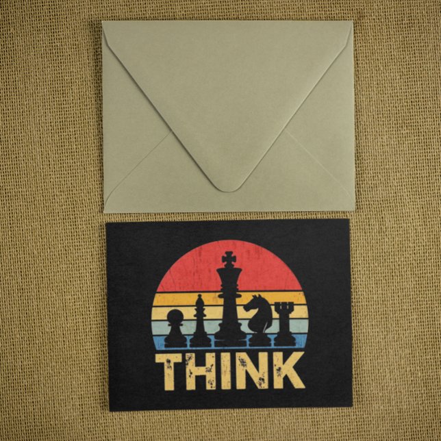 Vintages Schachspiel - "Denken" Inspirierend Postkarte (Vintage Sunset Chess Artwork – Inspiring Think Postcard)
