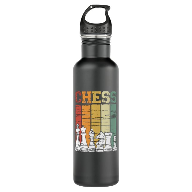 Vintages Schachspiel Edelstahlflasche (Vorderseite)