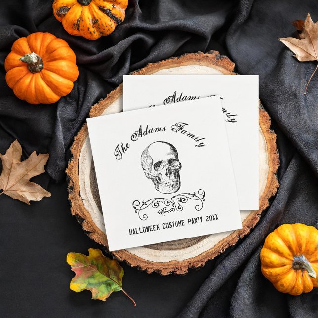 Vintages SchädelPersonalisiertes Halloween-Party Serviette (Von Creator hochgeladen)