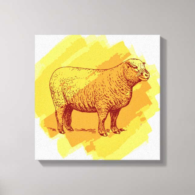 Vintages Schaf Leinwanddruck (Vorderseite)