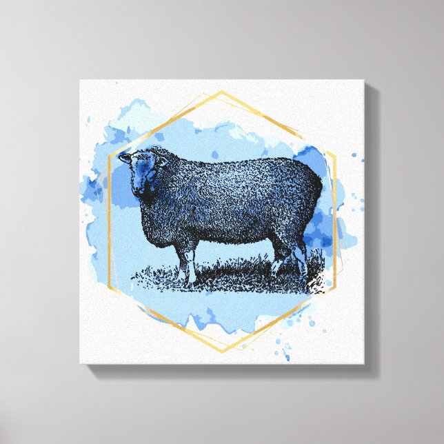 Vintages Schaf Leinwanddruck (Vorderseite)