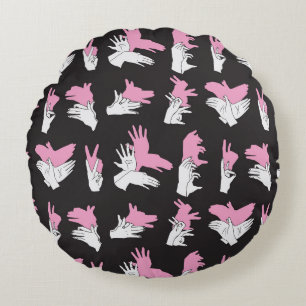 Vintages Schattenhandmuster-Design Rundes Kissen